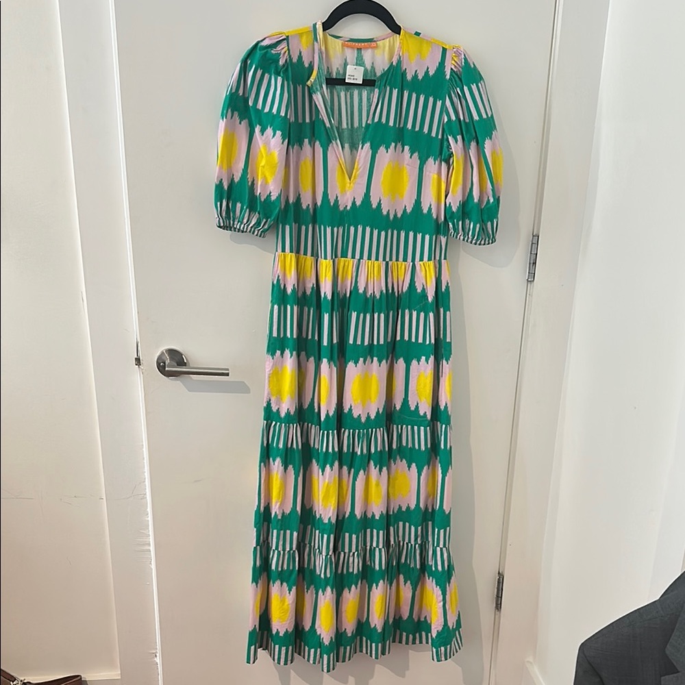Oliphant Green Puff Sleeve Maxi Sundress